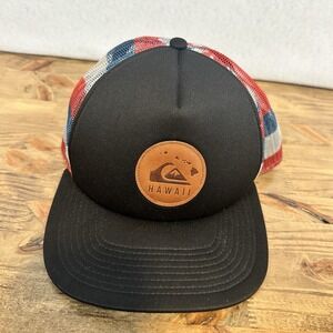 QuikSilver Trucker Cap Snap Leather Hawaii OSFM